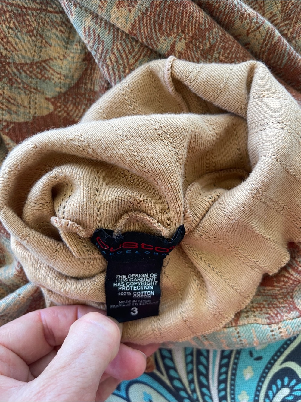 Custo Barcelona Sage Green & Rust Turtleneck Sweater - Custo Size 3 (US Medium) - Picture 6 of 8